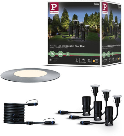 Paulmann Plug Shine LED Ground Recessed Lamp Floor Mini Extension Set IP67 3000K 3x2.5W Silver