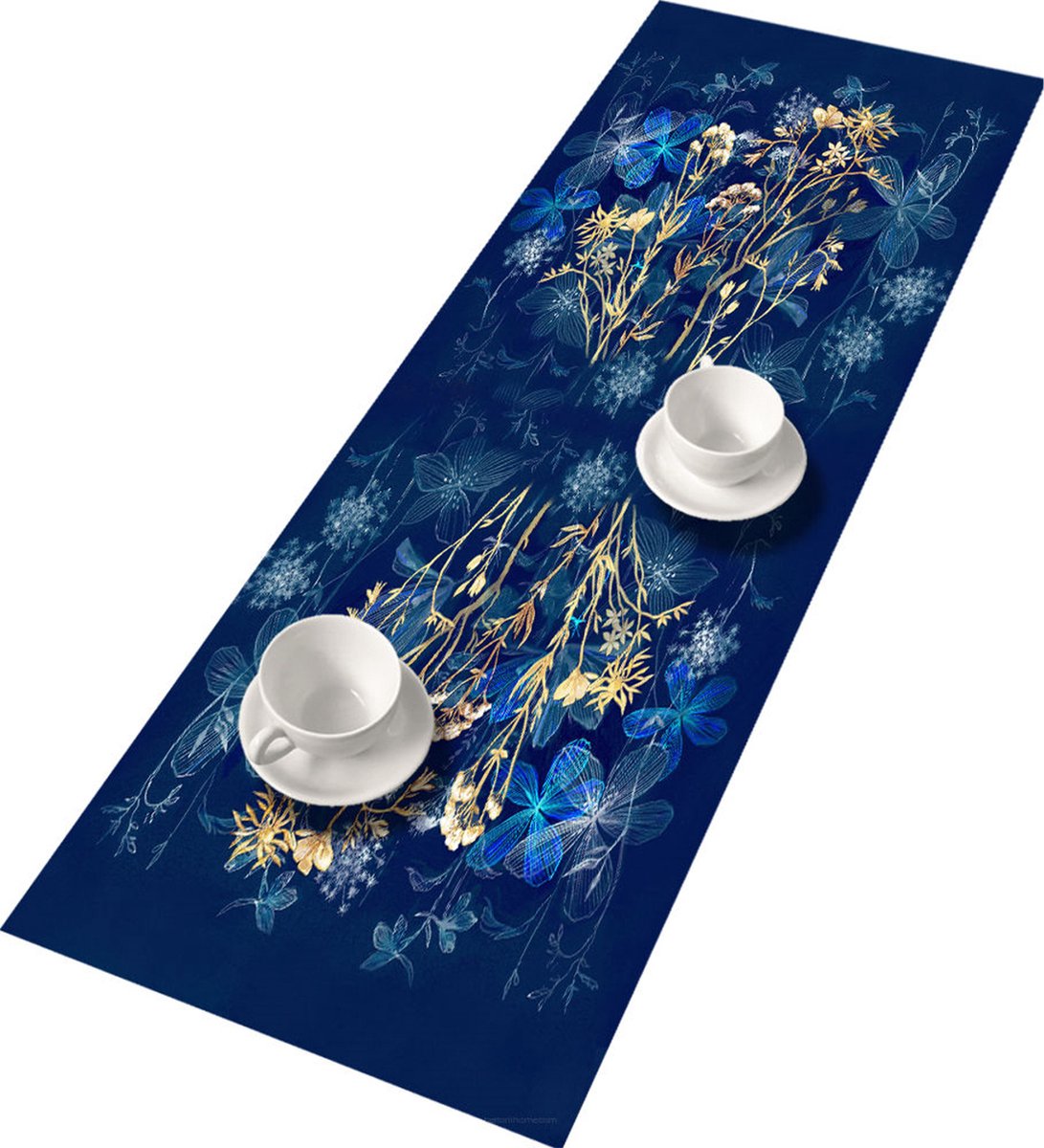 Bertoni - Tovaglia runner da tavolo - feltro - 115x40cm - blu
