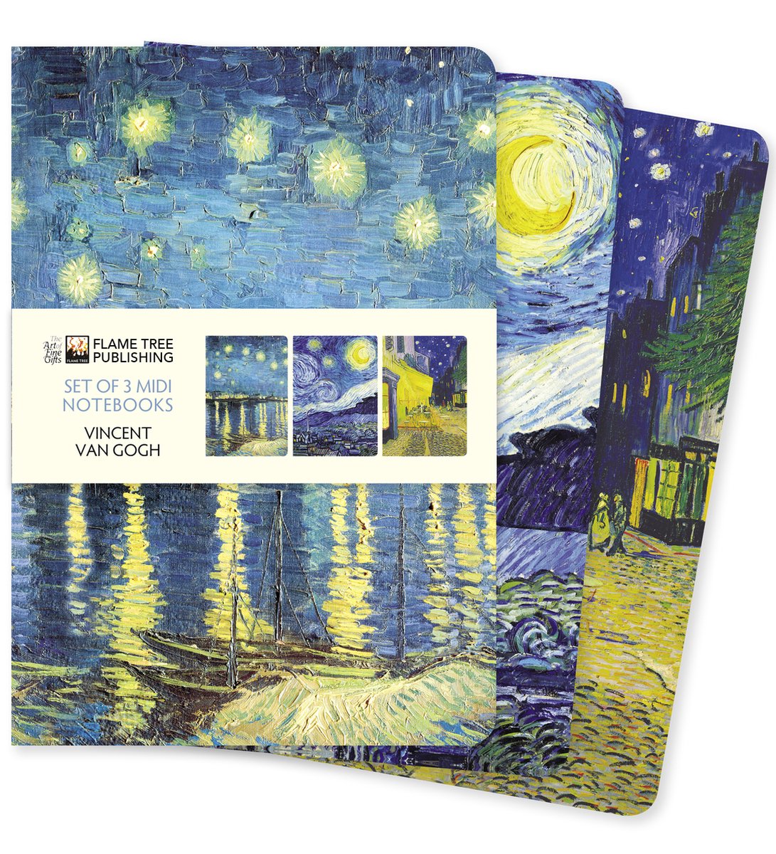 Flame tree midi notebook collections- vincent van gogh set of 3 midi notebooks