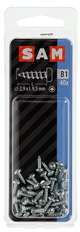 Mack 1017434 - tornillo autorroscante cabeza cilíndrica galv. 40 piezas de 2,9 x 9,5 mm | 10 piezas