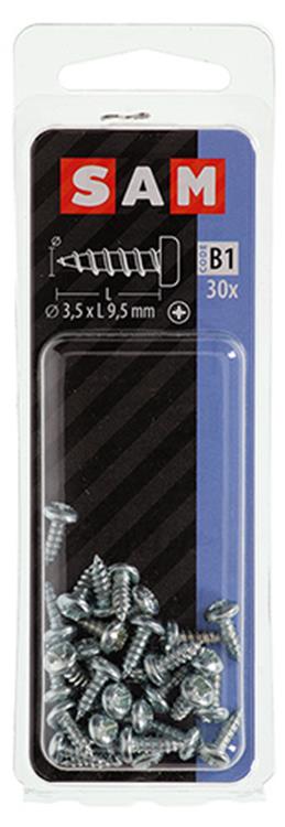 Mack 1017437 - tornillo autorroscante cabeza cilíndrica galv. 30 piezas de 3,5 x 9,5 mm | 10 piezas