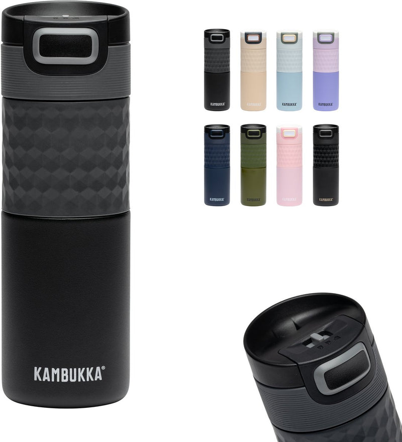 Tazza termica Kambukka Etna Grip 500 ml - facile da pulire - tazza da caffè a tenuta stagna - acciaio nero