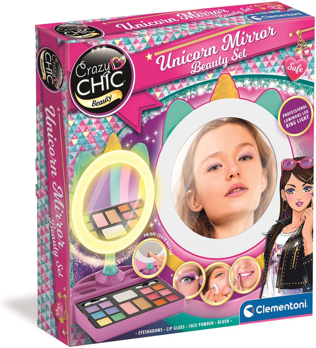 Clementoni Crazy Chic - Unicorn Spiegel con anello a led