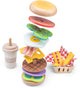 Set da gioco fast food in legno Woet ® - hamburger, frappè di patatine fritte - cibo giocattolo fsc® per giochi di ruolo - da 2 anni