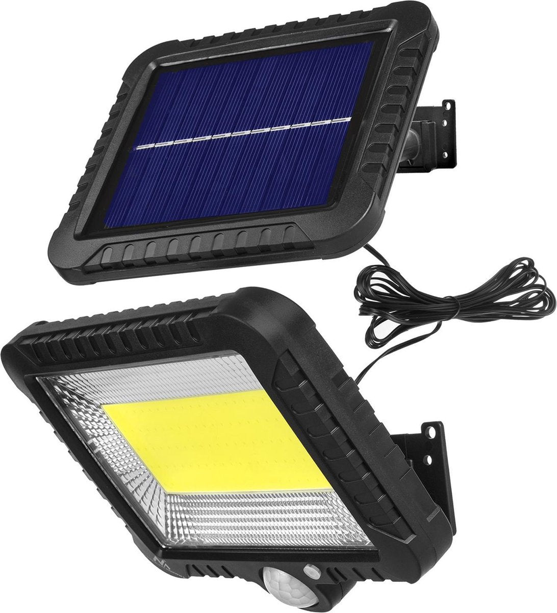 Maclean led-schijnwerper op zonne-energie met bewegingssensor ip44, 5w, 400lm, 6000k koud wit, lithiumbatterij 1300 mah, 5,5v dc mce438