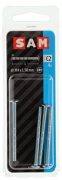 Mack 1017532 - tornillo metálico desmontable galvanizado. 4 piezas m4 x 50 mm | 10 piezas