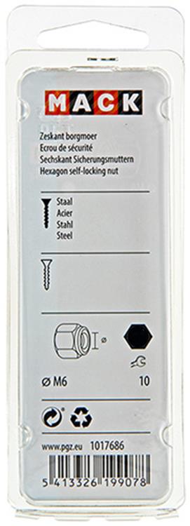 Mack 1017686 - contratuerca hexagonal acero galvanizado 14 piezas m6 | 10 piezas