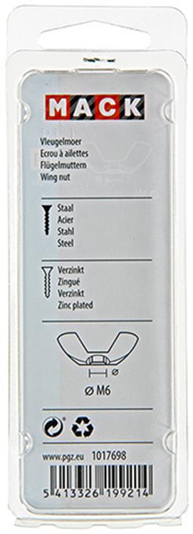 Mack 1017698 - tuerca de mariposa acero galvanizado 5 piezas m6 | 10 piezas