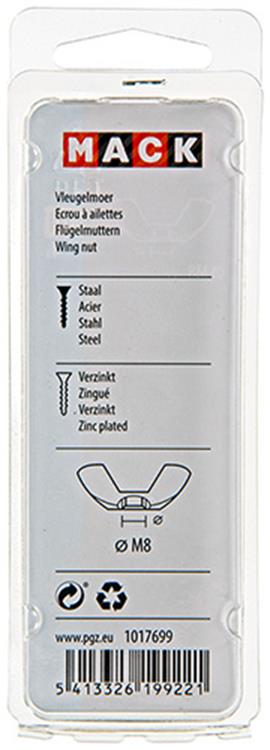 Mack 1017699 - tuerca de mariposa acero galvanizado 4 piezas m8 | 10 piezas