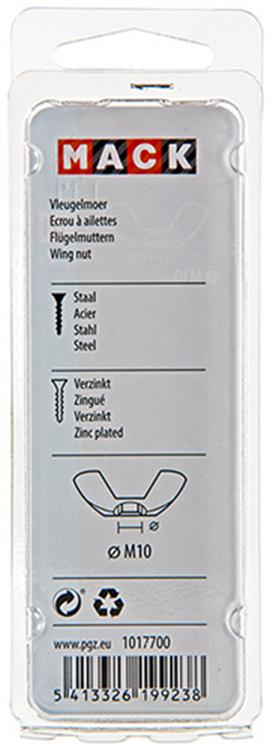 Mack 1017700 - tuerca de mariposa acero galvanizado 2 piezas m10 | 5 piezas