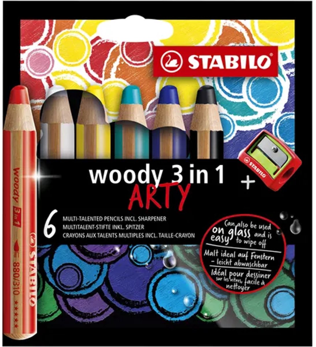 Matite colorate arti legnose stabili - 6 colori + matita più nitida