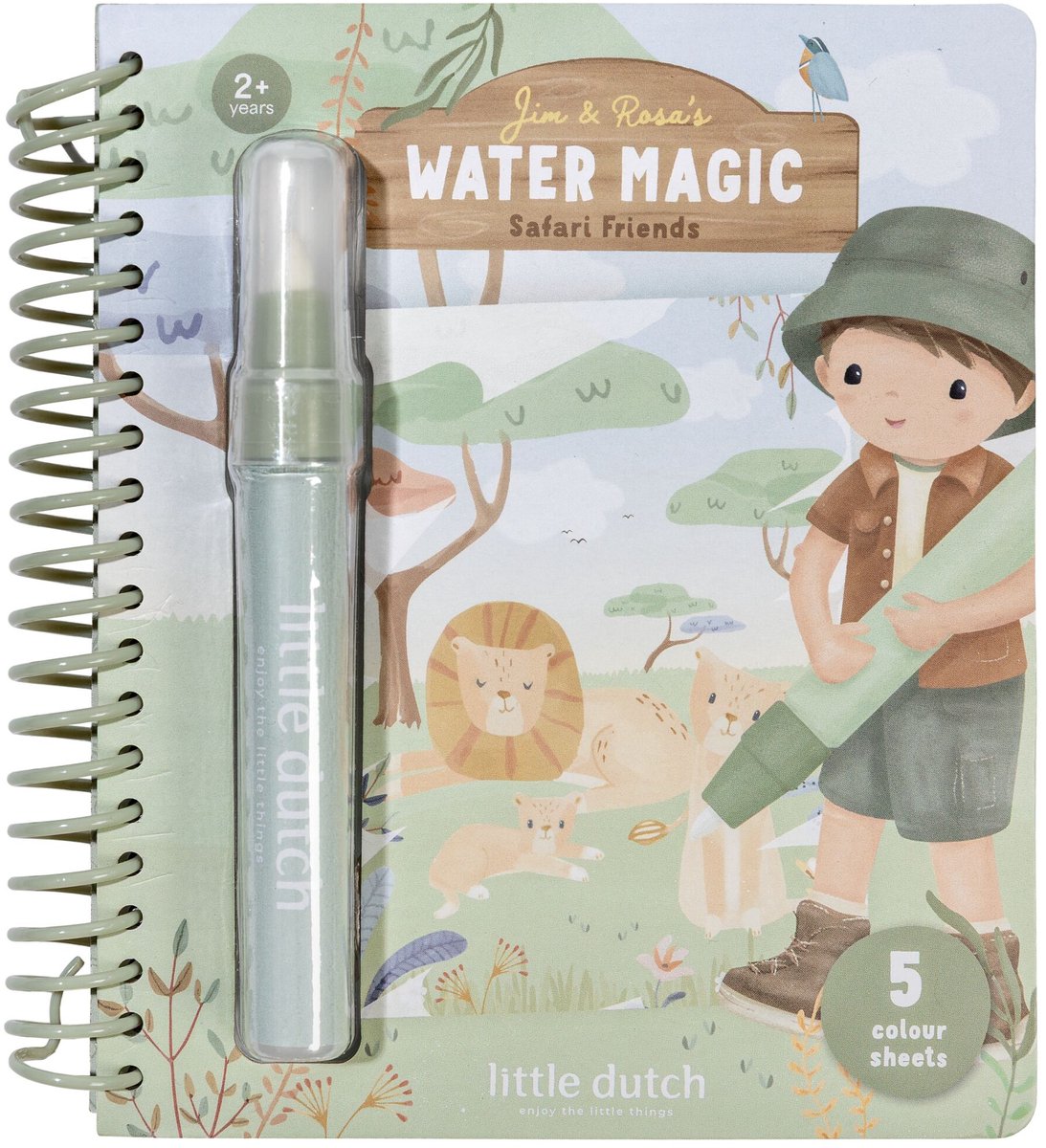 Piccolo libro da colorare ad acqua olandese - safari jim - libro da colorare magico riutilizzabile - giocattoli educativi per bambini da colorare - da 2 anni