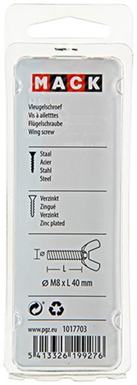 Mack 1017703 - tornillo de mariposa amarillo galvanizado 2 piezas m8 x 40 mm | 10 piezas