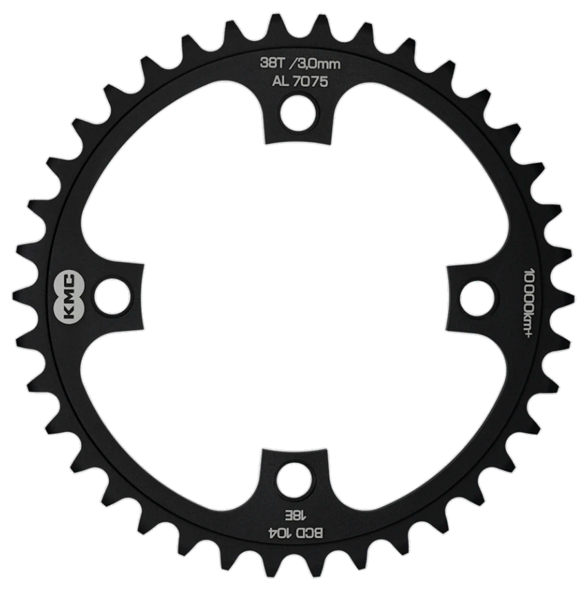 Ingranaggio KMC 38T, alluminio 1 2x1 .bcd 104mm. Linea a catena 3,0 mm singola velocità