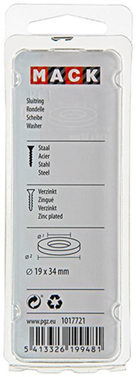 Mack 1017721 - arandela acero galvanizado 5 piezas 19 x 34 mm | 10 piezas