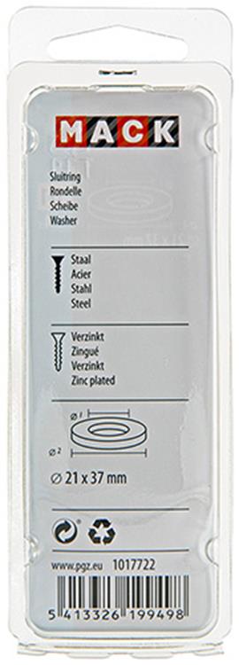Mack 1017722 - arandela acero galvanizado 4 piezas 21 x 37 mm | 10 piezas