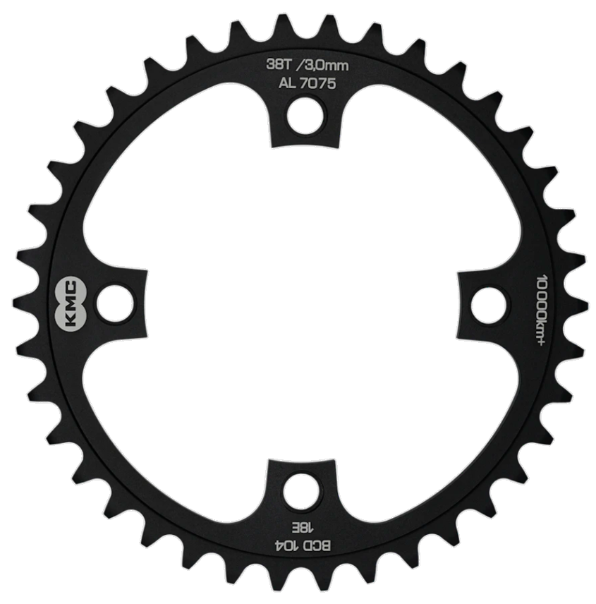 Ingranaggio KMC 38T, alluminio 1 2x1 .bcd 104mm. Linea a catena 3,0 mm singola velocità