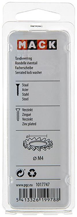 Mack 1017747 - arandela elástica dentada acero galvanizado 35 piezas m4 | 10 piezas