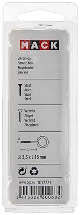 Mack 1017771 - ojo de tornillo acero galvanizado 12uds 3,5 x 16 mm | 10 piezas