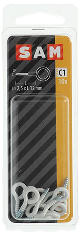 Mack 1017783 - ojo de tornillo acero blanco 10 piezas 2,5 x 12 mm | 10 piezas