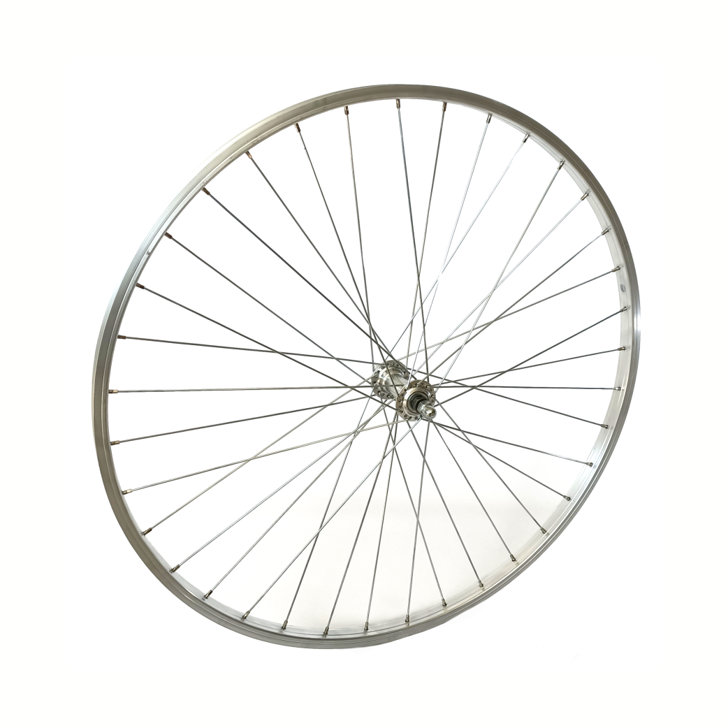 front wheel 28x1 5 8x1 3 8 aluminum rim, silver. fixed ash