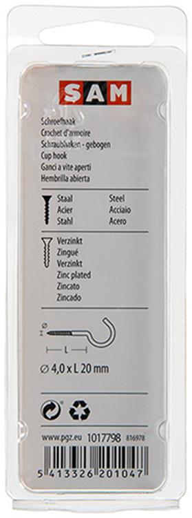 Mack 1017798 - gancho de tornillo acero galvanizado 8 piezas 4,0 x 20 mm | 10 piezas