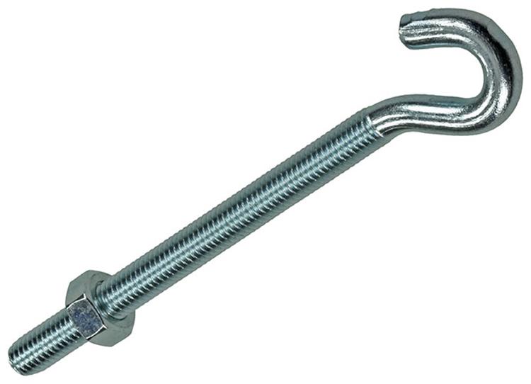 Mack 1017814 - gancho tornillo métrico + tuerca galvanizada 2uds m8 x 100 mm | 5 piezas