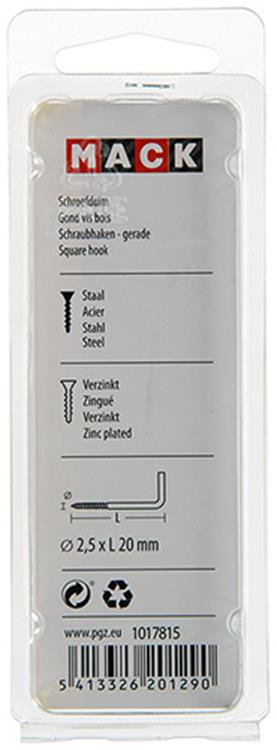 Mack 1017815 - tornillo pulgar acero galvanizado 20 piezas 2,5 x 20 mm | 10 piezas