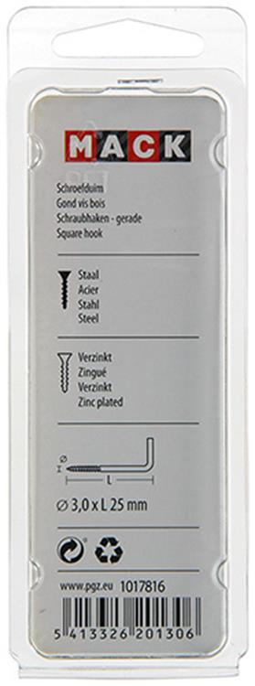 Mack 1017816 - tornillo pulgar acero galvanizado 18uds 3,0 x 25 mm | 10 piezas