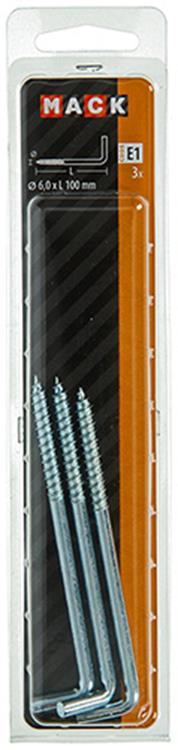 Mack 1017824 - tornillo pulgar acero galvanizado 3 piezas 6,0 x 100 mm | 5 piezas