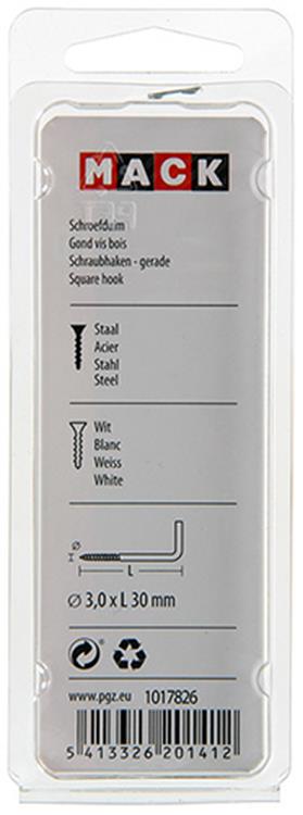 Mack 1017826 - tornillo pulgar acero blanco 6 piezas 3,0 x 30 mm | 10 piezas