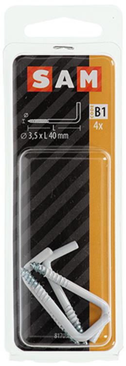 Mack 1017827 - tornillo pulgar acero blanco 4 piezas 3,5 x 40 mm | 10 piezas