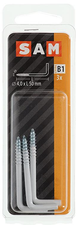 Mack 1017828 - tornillo pulgar acero blanco 3 piezas 4,0 x 50 mm | 10 piezas