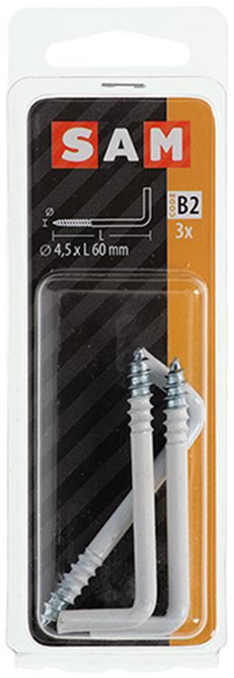 Mack 1017829 - tornillo pulgar acero blanco 3 piezas 4,5 x 60 mm | 10 piezas