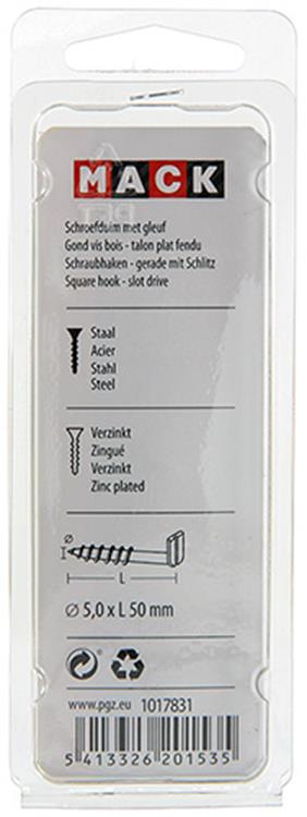 Mack 1017831 - tornillo pulgar con ranura, acero galvanizado. 5 piezas 5,0 x 50 mm | 10 piezas