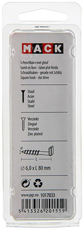 Mack 1017833 - tornillo pulgar con ranura, acero galvanizado. 3 piezas 6,0 x 80 mm | 10 piezas