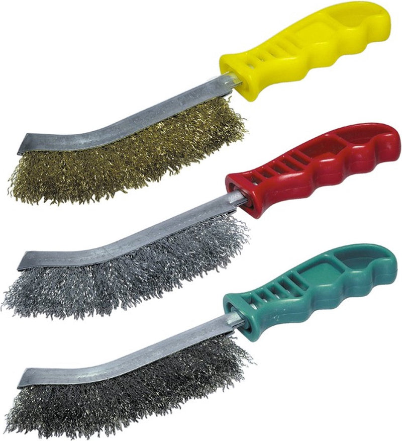 Wolfcraft - spazzola metallica - set da 3 pezzi - spazzola metallica manuale - spazzola manuale - spazzole in acciaio - 2138000