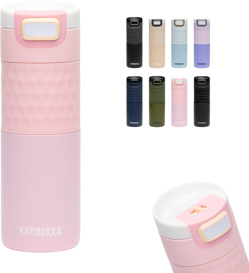 Tazza termica Kambukka Etna Grip 500 ml - facile da pulire - tazza da caffè a tenuta stagna - aura rosa