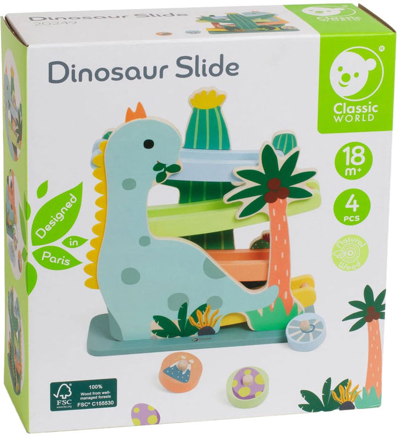 Classic World World Wooden Ballenbaan Dinosaurus, 4dlg.