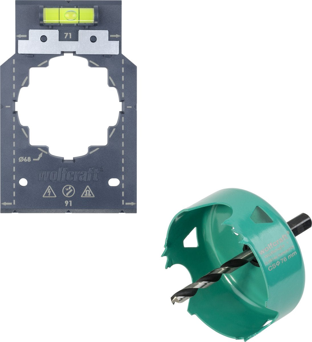 Wolfcraft - plasterboard hole saw 76mm for hollow wall box - installing flush-mounted box in plasterboard - 5902000