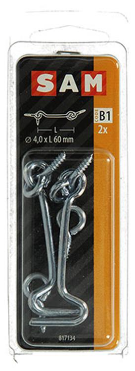 Mack 1017848 - gancho de viento de acero galvanizado 2 piezas 4,0 x 60 mm | 10 piezas