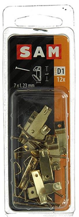 Mack 1017853 - gancho marco acero latonado 12 piezas 7 x 23 mm | 10 piezas