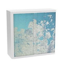 Armadio con ante a rullo paperflow continente blu, bianco