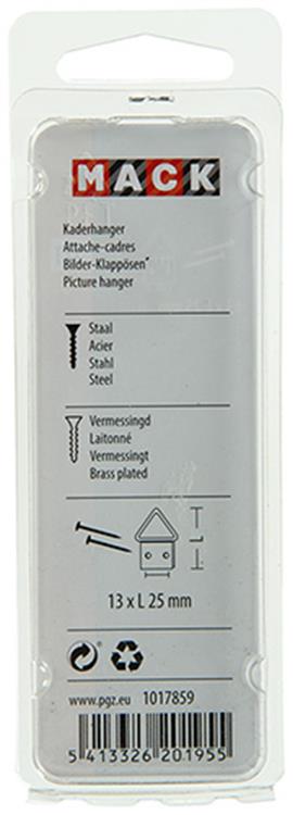 Mack 1017859 - percha de marco acero latonado 5 piezas 13 x 25 mm | 10 piezas