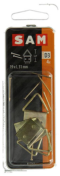 Mack 1017861 - percha de marco acero latonado 4 piezas 19 x 31 mm | 10 piezas