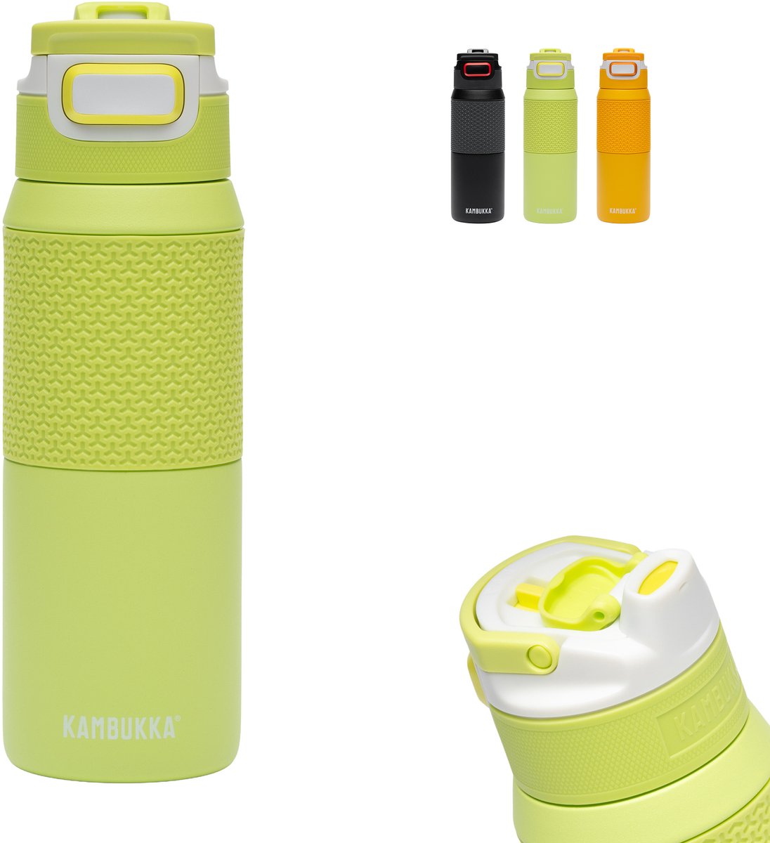 Borraccia termica Kambukka Elton 750ml - Mojito Summer con coperchio 3 in 1 e facile pulizia - verde fluorescente