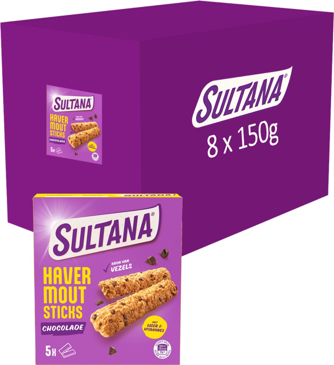 Sultana - palitos de avena con chocolate - 8 x 150 gramos