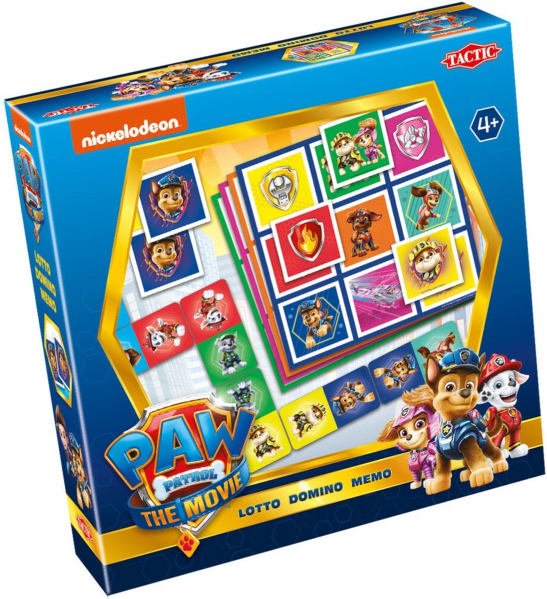 Tactic paw patrol: the movie 3-in-1 spellenverzameling – kaartspel – lotto – domino – memo – kinderspel vanaf 4 jaar