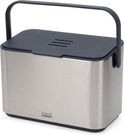 Joseph joseph - collect kitchen waste compost bucket with inner bin 4 liters - stainless steel - gray