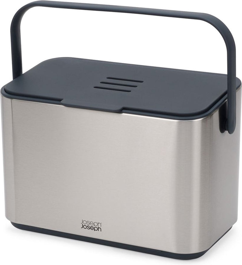 Joseph Joseph - secchio per compost per rifiuti di cucina con contenitore interno da 4 litri - acciaio inossidabile - grigio